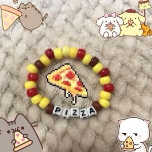 'Pizza' Inspired Handmade Beaded Kandi Bracelet